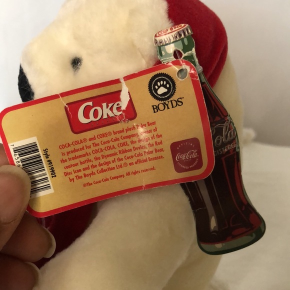 COCA COLA plush white mini bear by BOYDS BEARS. - Picture 3 of 10